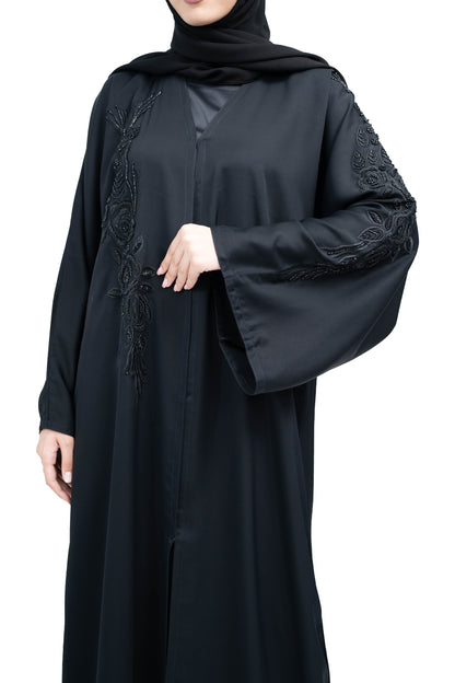 Elegant-Black-Nida-Abaya-with-Beadwork-and-Embroidery-includes-Hijab-623