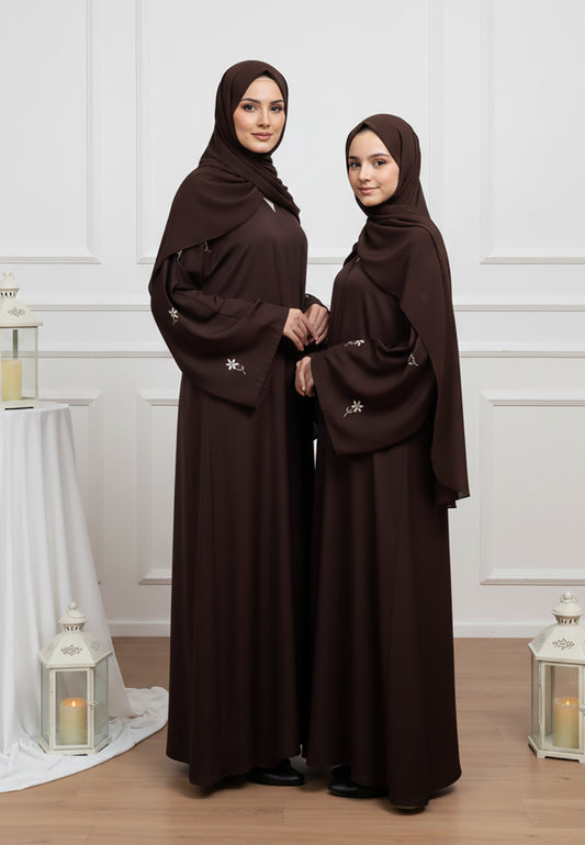 Luxurious Al-Zahra Mother & Daughter Matching Abaya Set | Nida Fabric-630MD