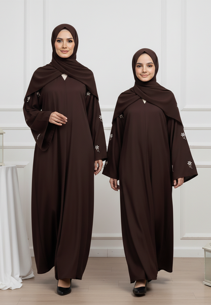 Luxurious Al-Zahra Mother & Daughter Matching Abaya Set | Nida Fabric-630MD
