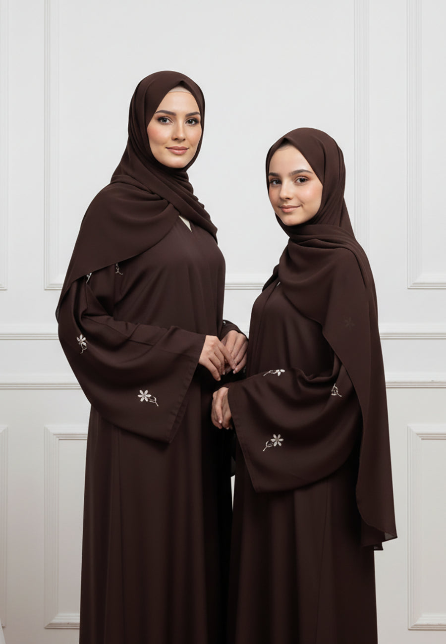 Luxurious Al-Zahra Mother & Daughter Matching Abaya Set | Nida Fabric-630MD