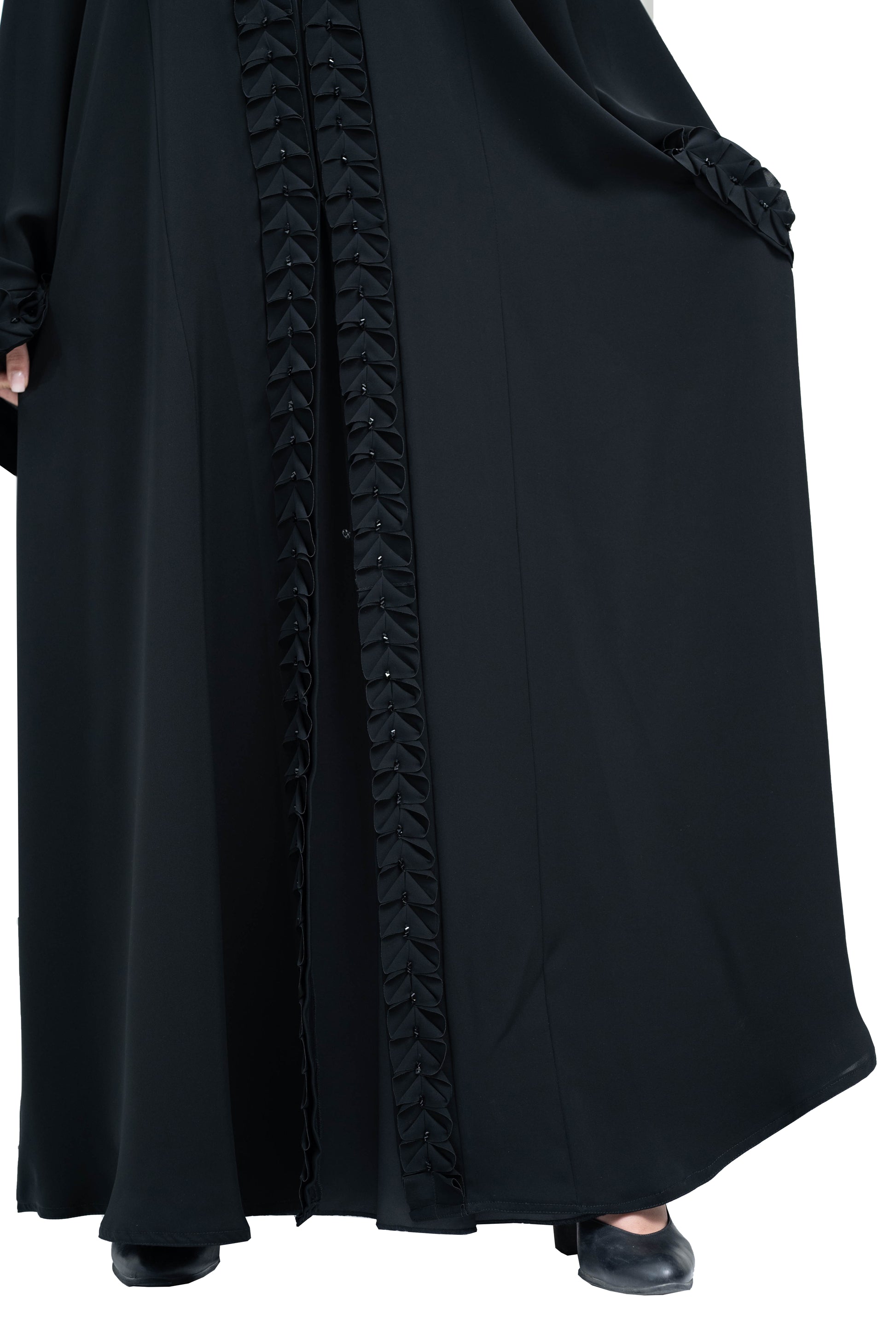 Trendy-Black-Nida-Abaya-with-Intricate-Pleat-Borders-embedded-with-Beadwork-comes-with-Hijab-640