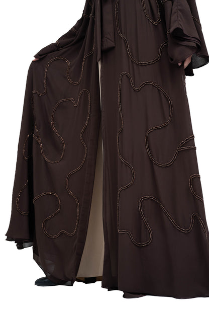 Well-crafted-Coffee-Brown-Double-Chiffon-Abaya-with-Beautiful-Beadwork-includes-Hijab-and-belt-642