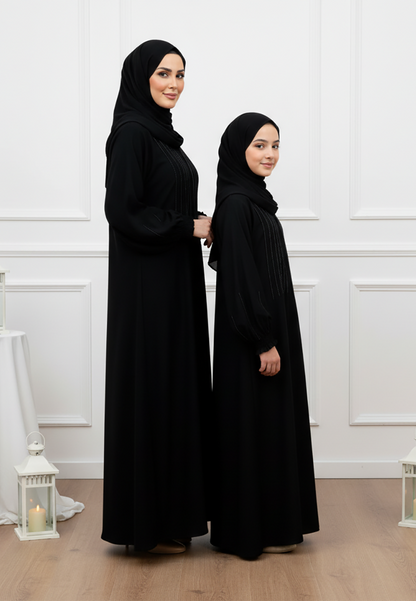 Luxurious Ameera Mother & Daughter Matching Abaya Set | Nida Fabric-656MD