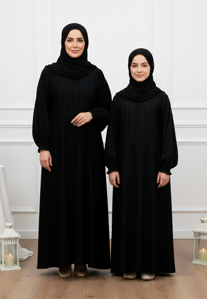 Luxurious Ameera Mother & Daughter Matching Abaya Set | Nida Fabric-656MD