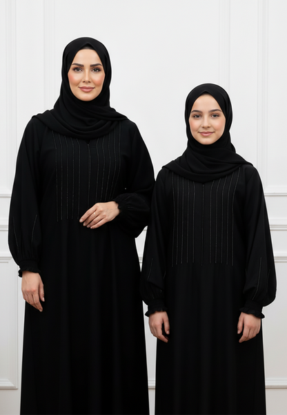Luxurious Ameera Mother & Daughter Matching Abaya Set | Nida Fabric-656MD
