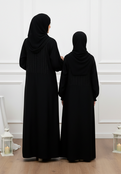 Luxurious Ameera Mother & Daughter Matching Abaya Set | Nida Fabric-656MD