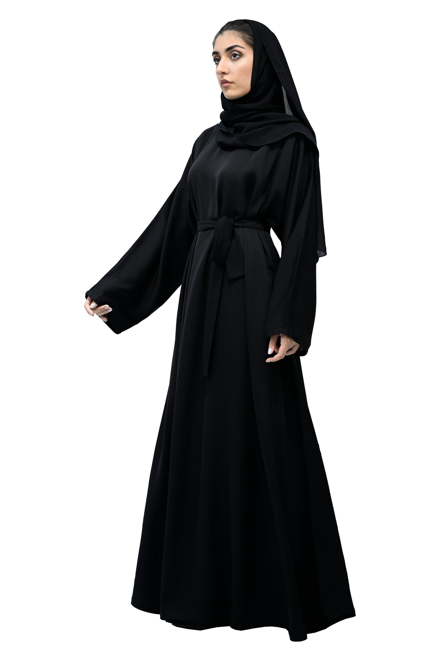 Elegant-Black-Abaya-with-matching-belt-and-Hijab-716