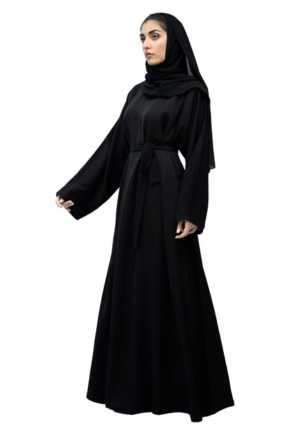 Elegant-Black-Abaya-with-matching-belt-and-Hijab-716