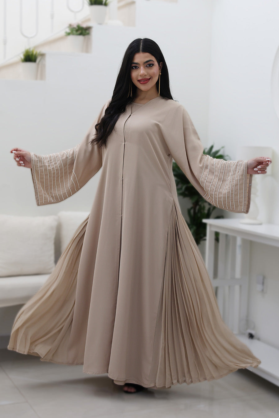 Beige-Flowing-Abaya-765