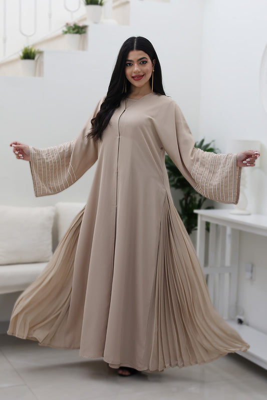 Beige-Flowing-Abaya-765