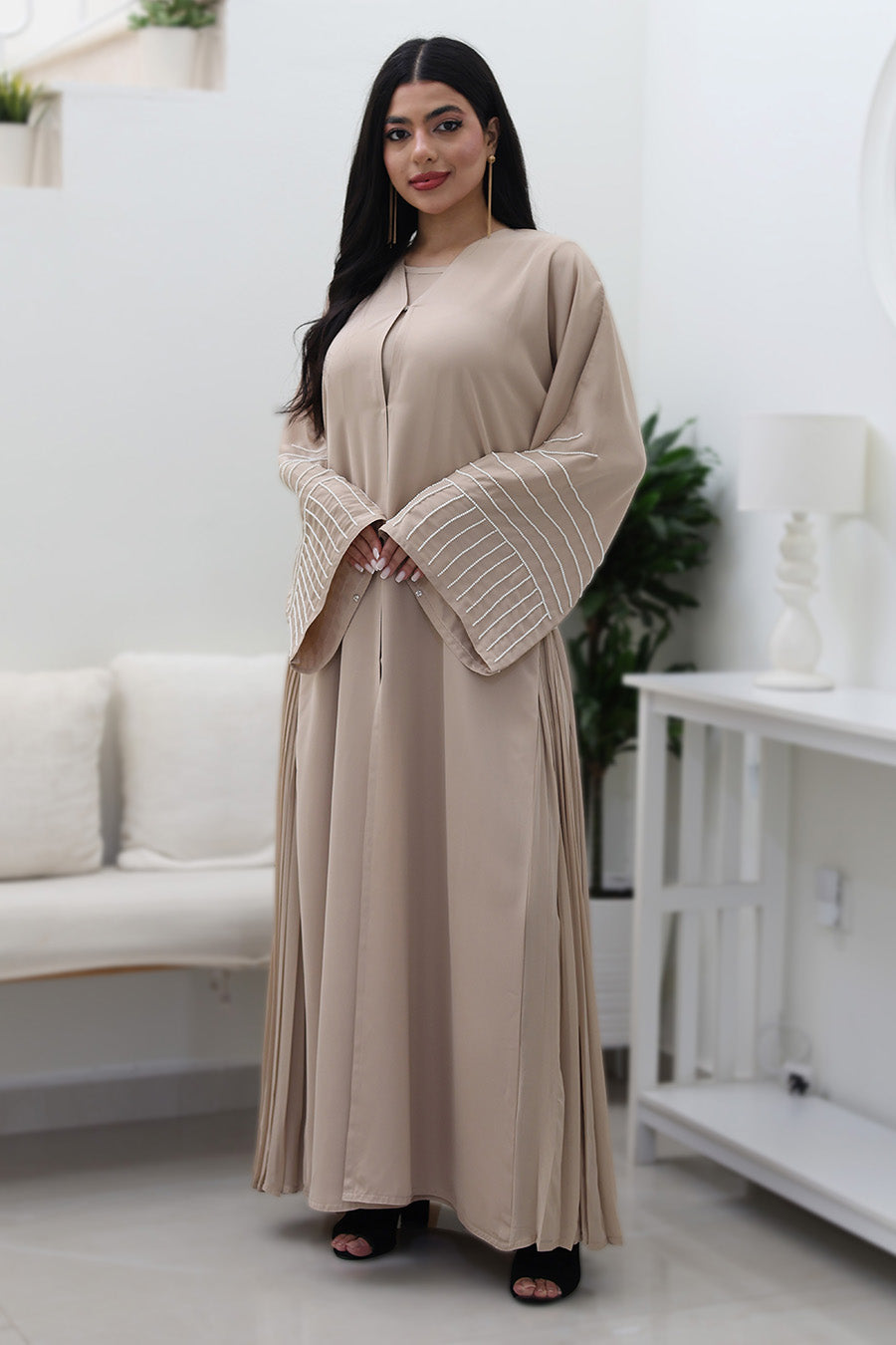 Beige-Flowing-Abaya-765