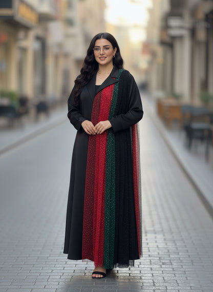 The-Pleated-Sparkle-Contrast-Abaya-786