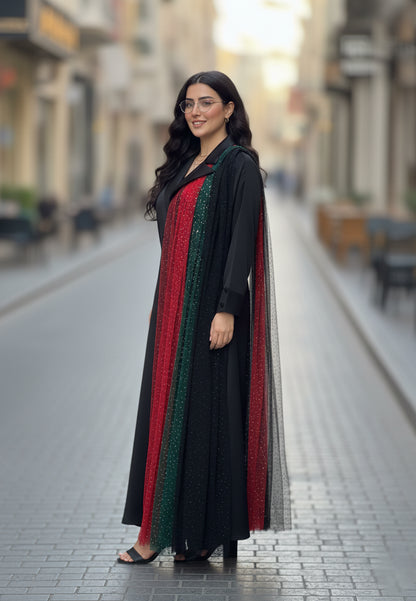 The-Pleated-Sparkle-Contrast-Abaya-786