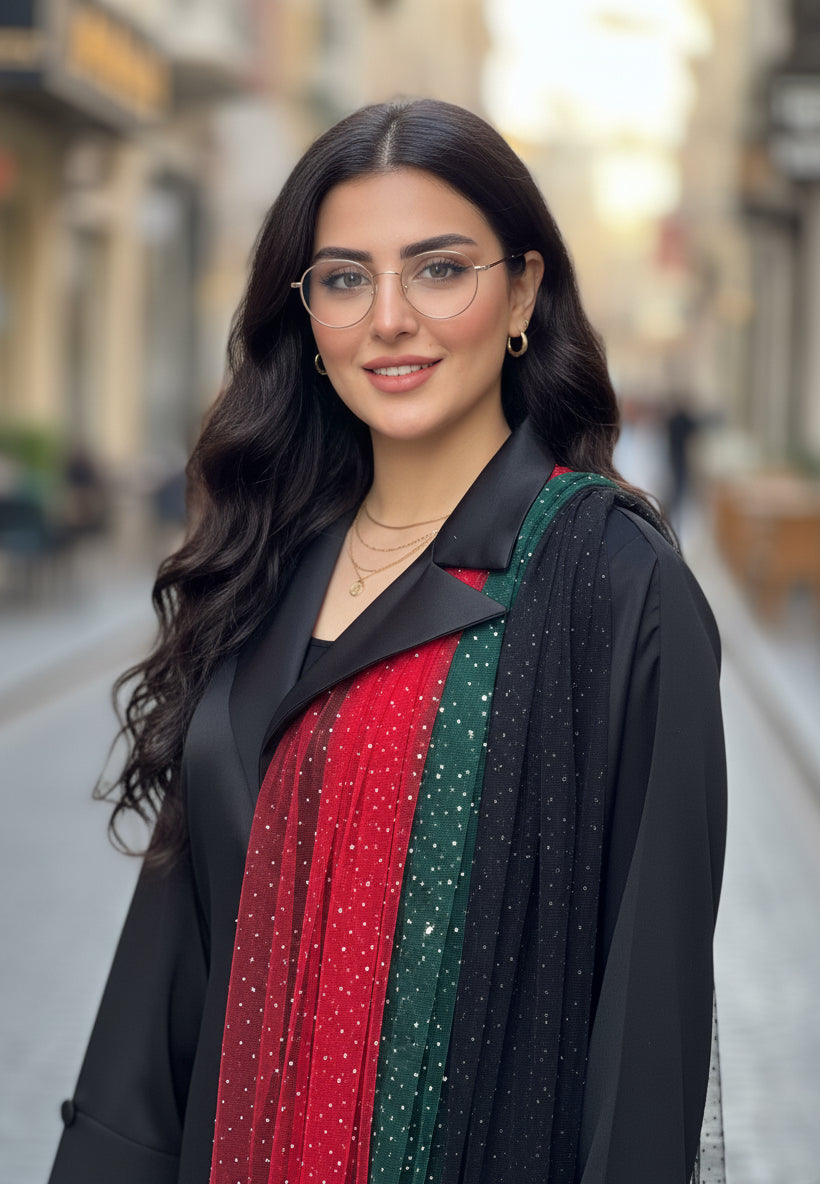 The-Pleated-Sparkle-Contrast-Abaya-786