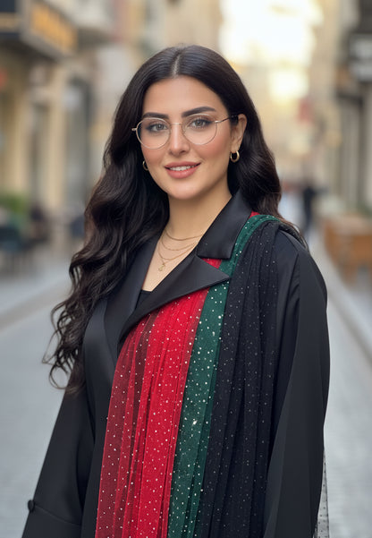 The-Pleated-Sparkle-Contrast-Abaya-786