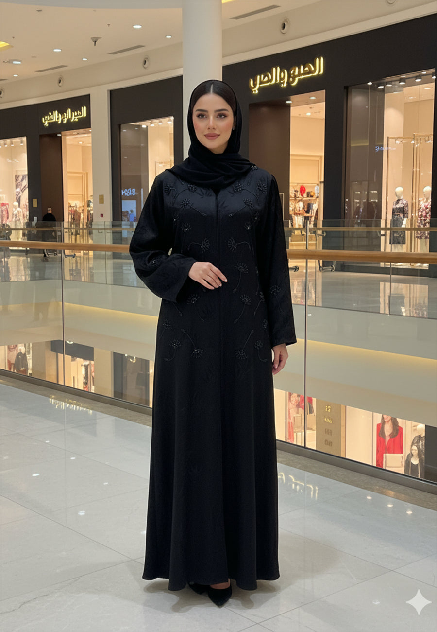 Black-Nida-Abaya-with-Floral-Embellishments-805