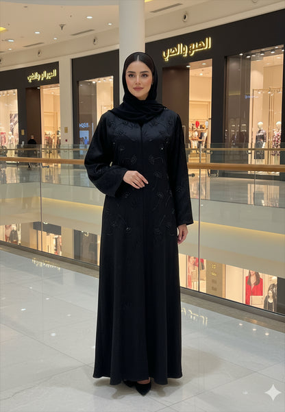 Black-Nida-Abaya-with-Floral-Embellishments-805