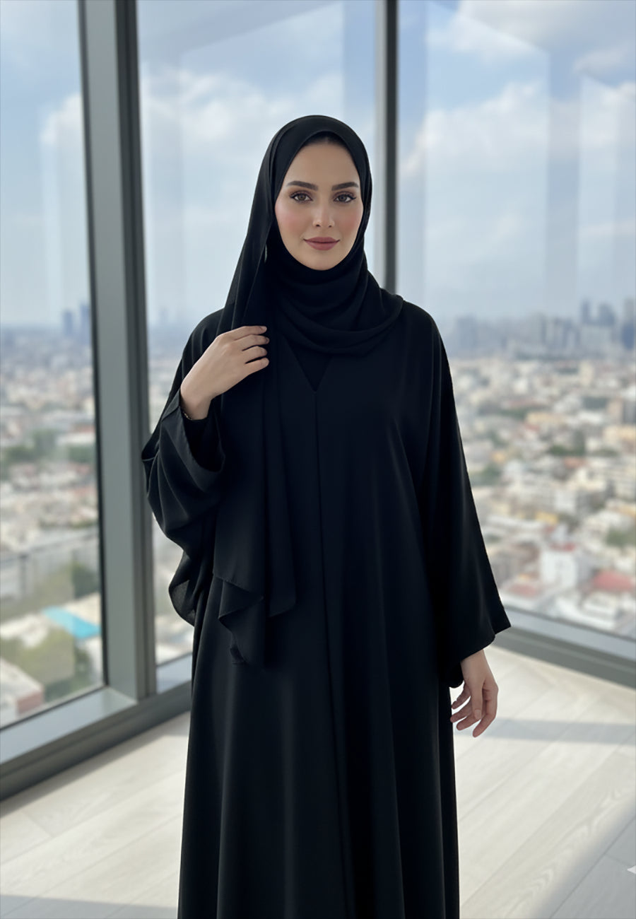 The-Essential-Classic-Black-Abaya-|-V-Neck-Nida-Fabric-806