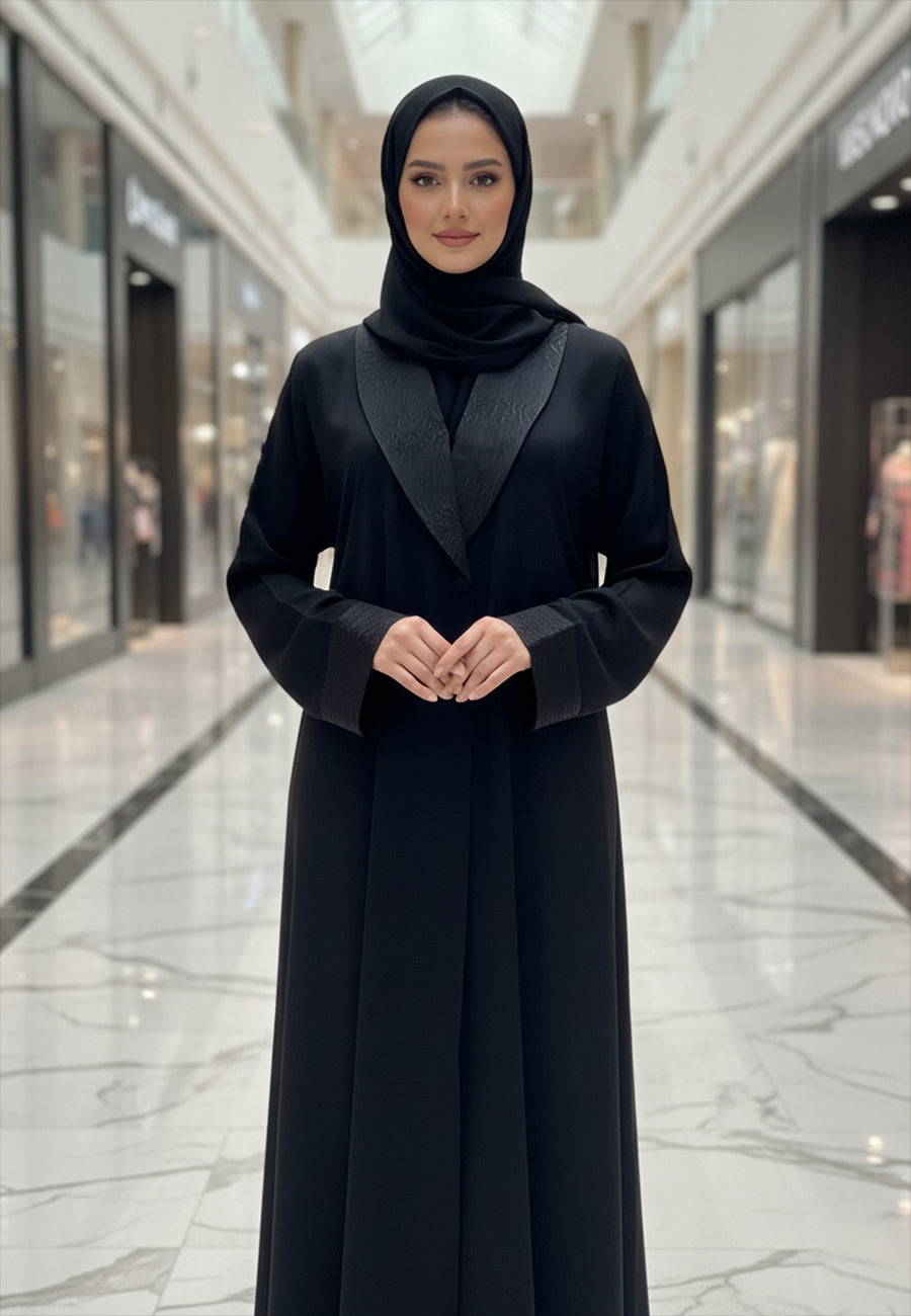 The-Tailored-Tuxedo-Abaya-with-Contrast-Satin-Lapel-|-Nida-Fabric-808
