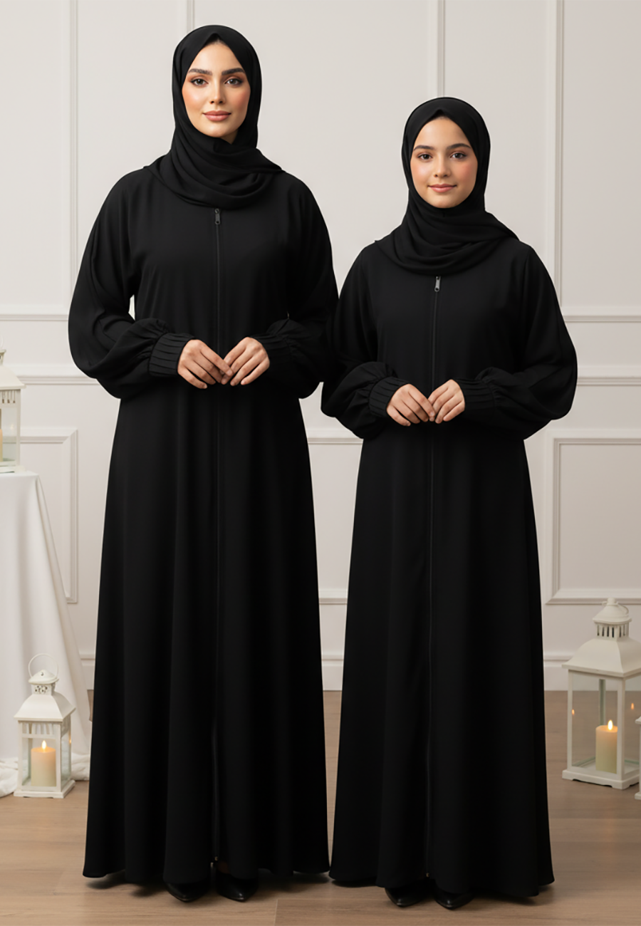 The Layla  Mother & Daughter Abaya: Minimalist Sophistication | Nida Fabric-812MD