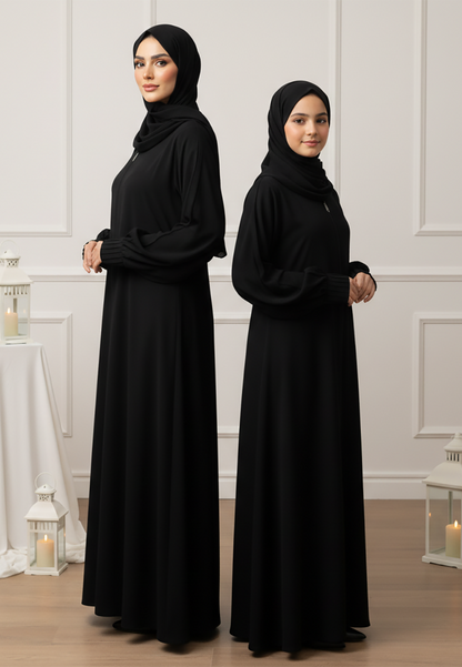 The Layla  Mother & Daughter Abaya: Minimalist Sophistication | Nida Fabric-812MD