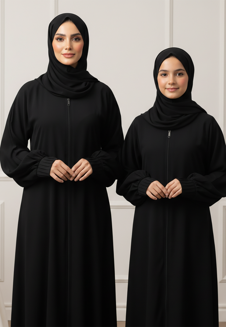 The Layla  Mother & Daughter Abaya: Minimalist Sophistication | Nida Fabric-812MD