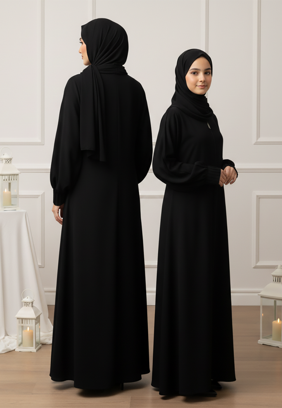 The Layla  Mother & Daughter Abaya: Minimalist Sophistication | Nida Fabric-812MD