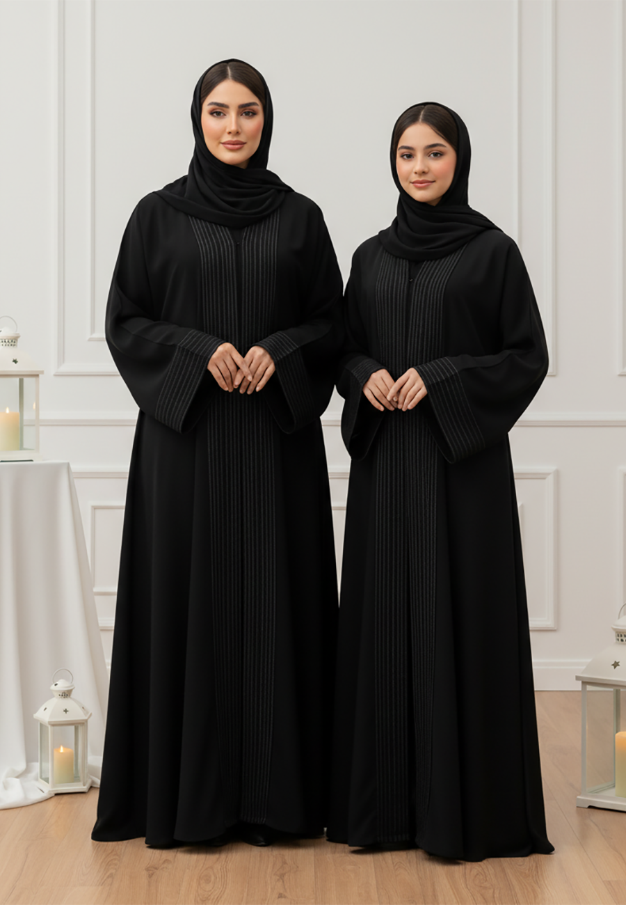 The Safiya Mother & Daughter Abaya: Textural Elegance-815MD
