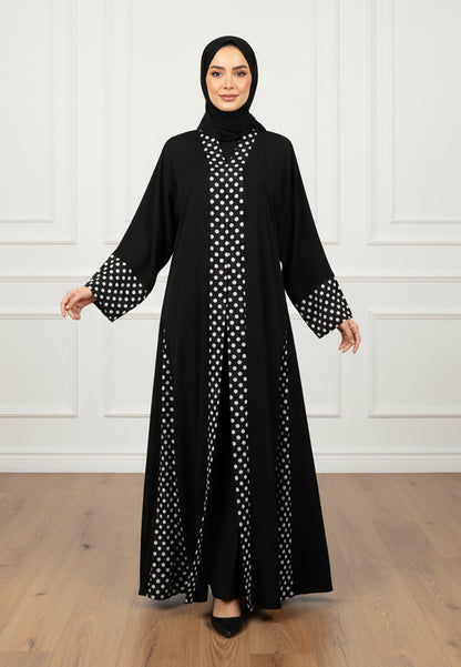 Modern-Classic:-Nida-Abaya-with-Contrast-Polka-Dot-Paneling-824