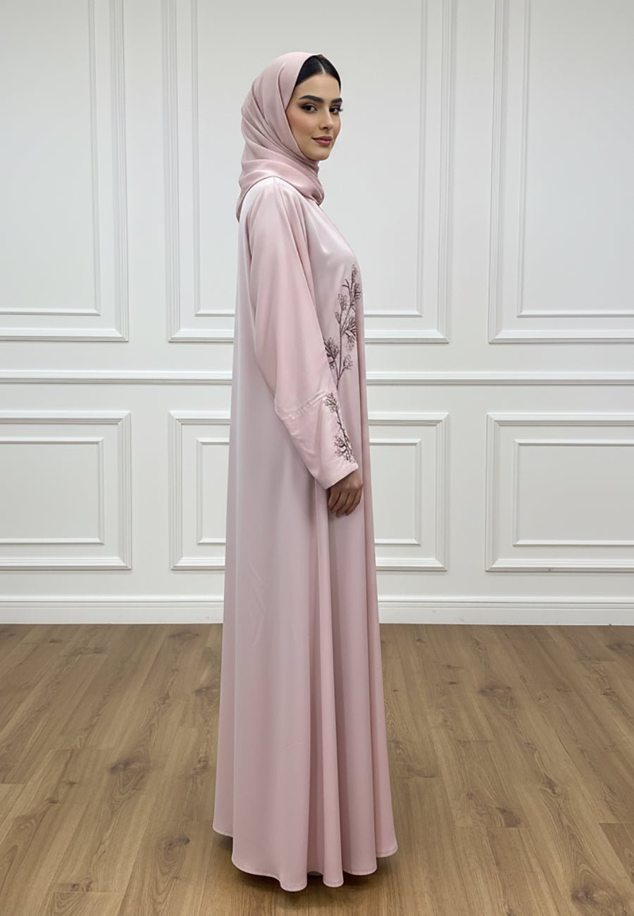 Serene-Blossom:-Premium-Blush-Pink-Nida-Abaya-with-Branch-Embroidery-825