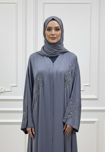 Midnight-Flora:-Premium-Nida-Abaya-with-Pastel-Vine-Embroidery-826