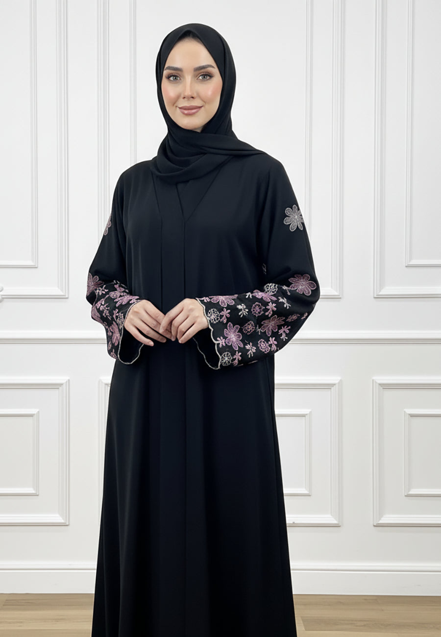 Amethyst-Flora-Embroidered-Abaya-–-Scalloped-Sleeve-Edition-829
