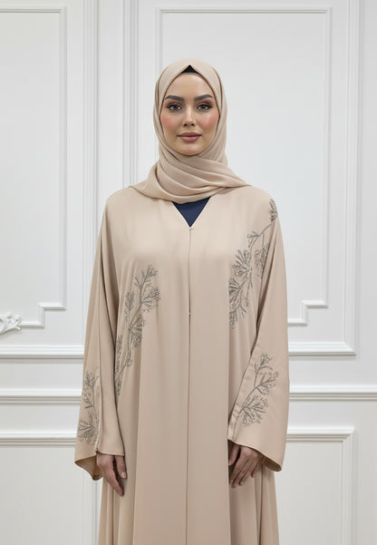 Champagne-Gold-Hand-Embroidered-Abaya-with-Floral-Beading-831
