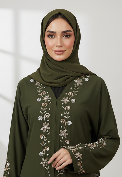 Exquisite-Green-beadwork-Abaya-Nida-Fabric-835