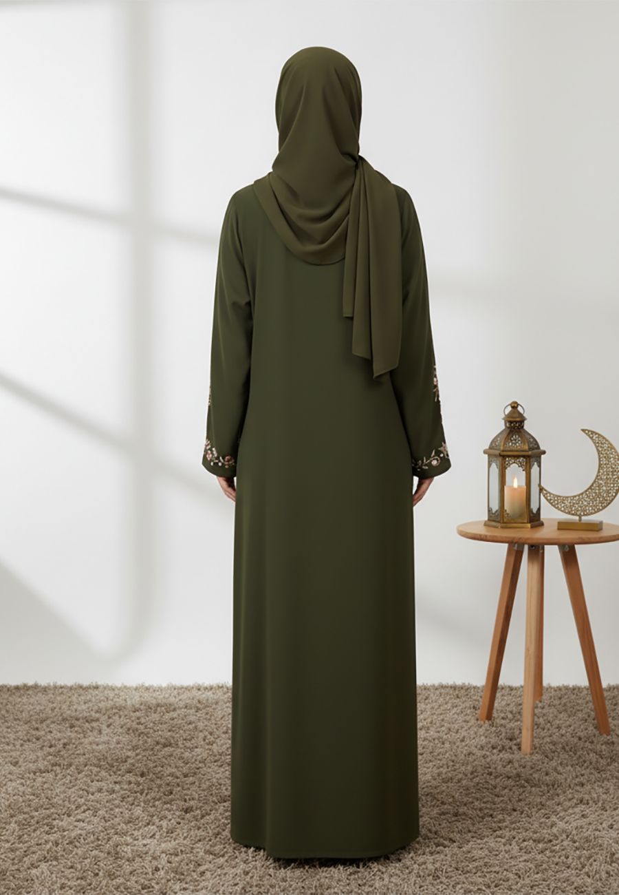 Exquisite-Green-beadwork-Abaya-Nida-Fabric-835