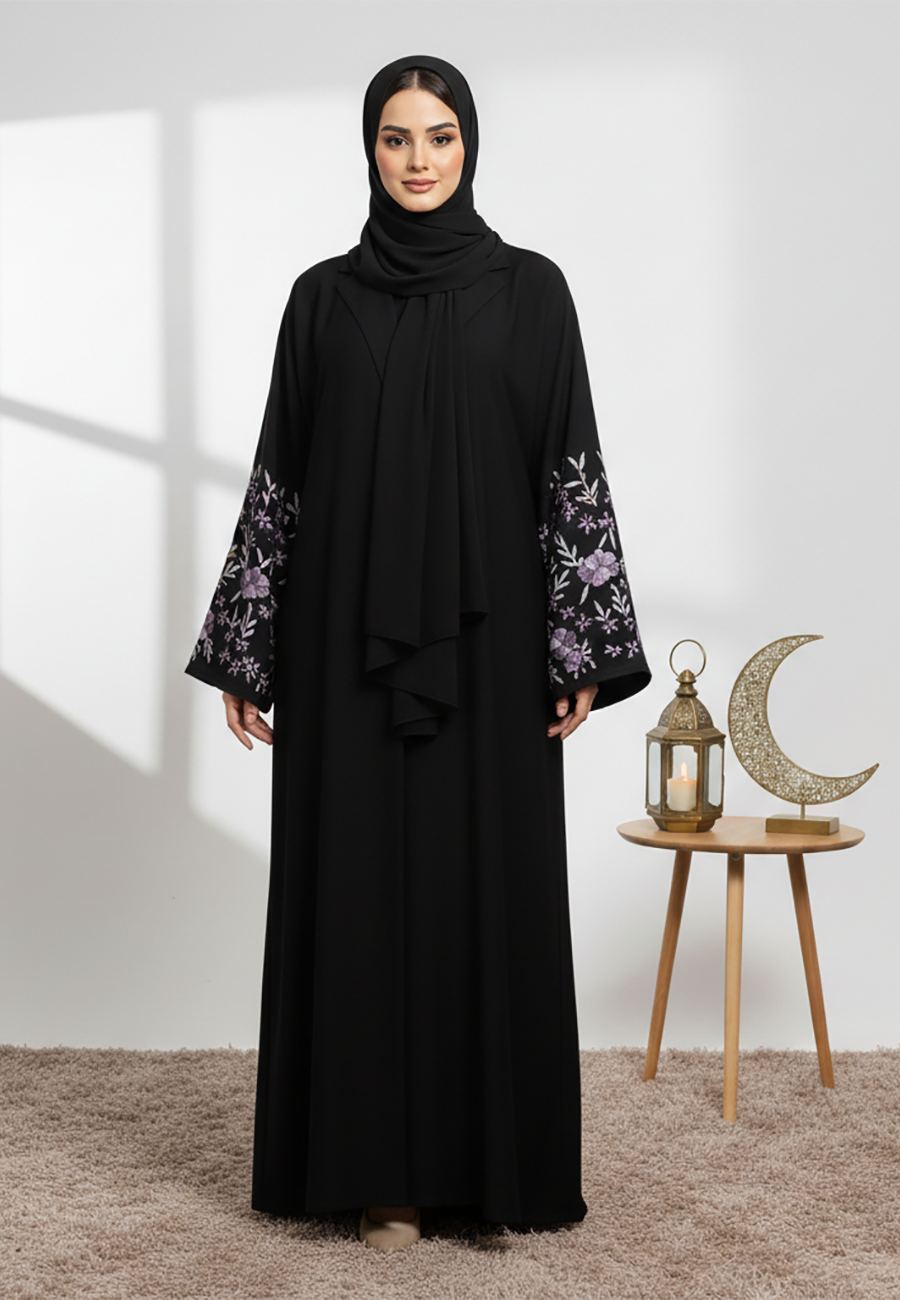 Stunning-black-embroidered-abaya-|-Nida-Fabric-848