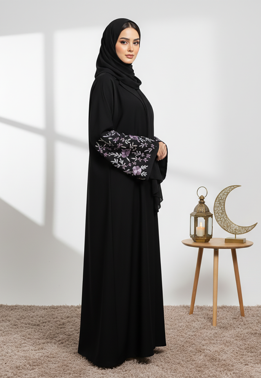 Stunning-black-embroidered-abaya-|-Nida-Fabric-848