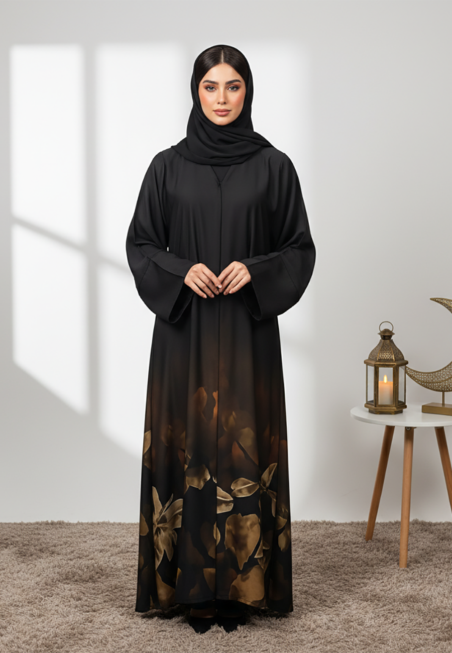 Elegant-Black-and-Gold-Floral-Print-Abaya-852