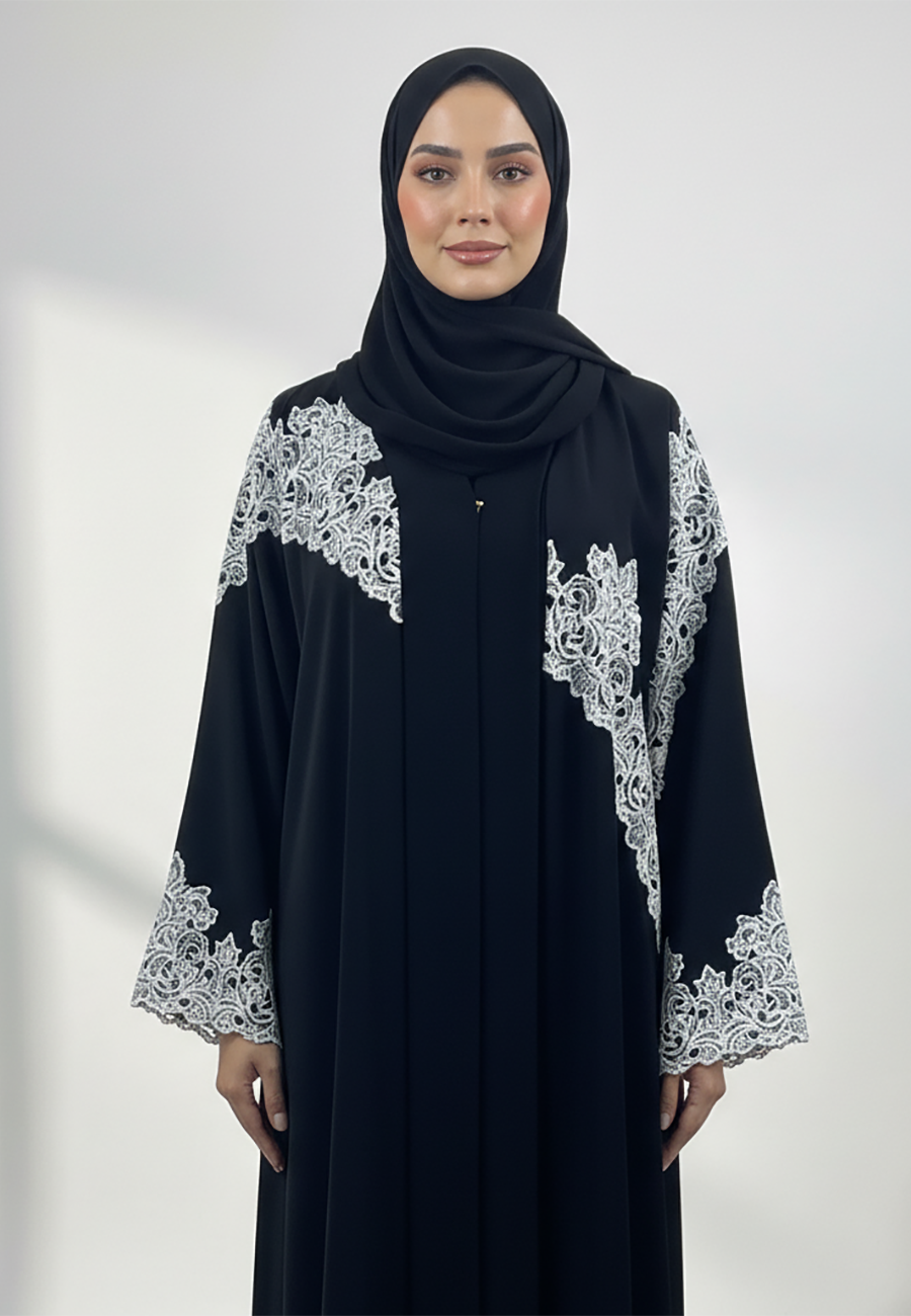 Black-Contrast-Lace-Abaya-857