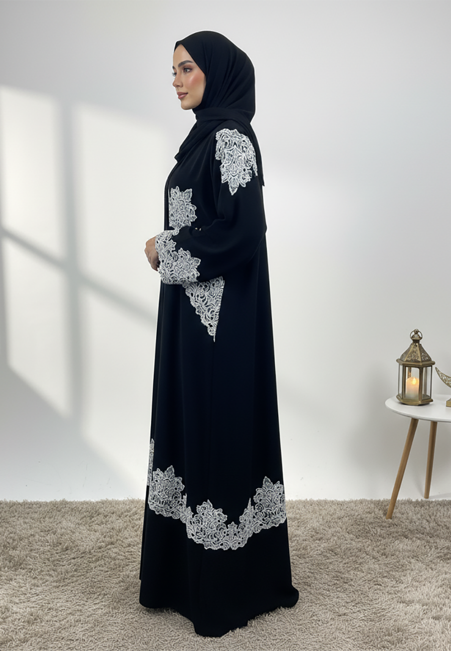 Black-Contrast-Lace-Abaya-857