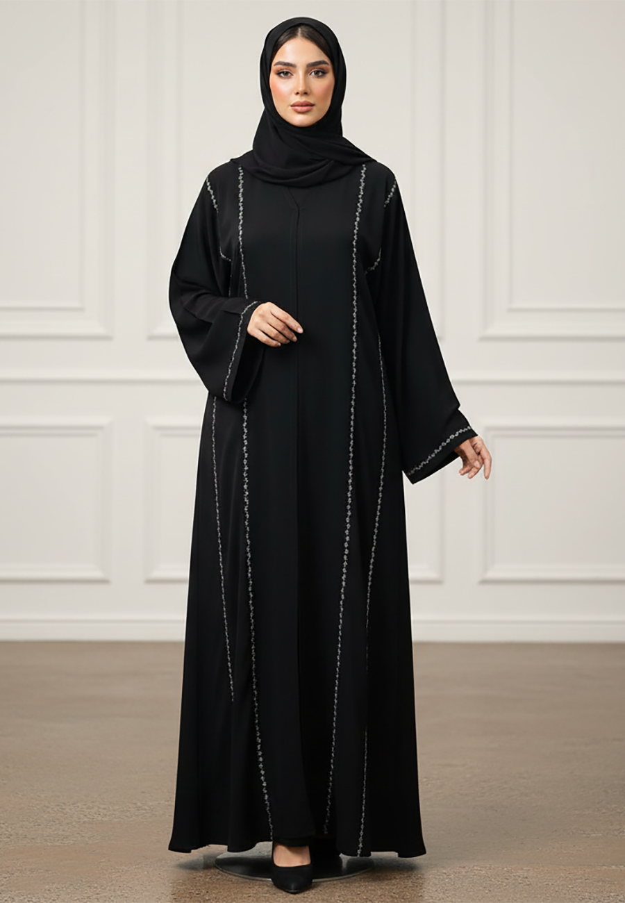 Layla-Minimalist-Bead-Trim-Abaya-|-Premium-Nida-Fabric-861