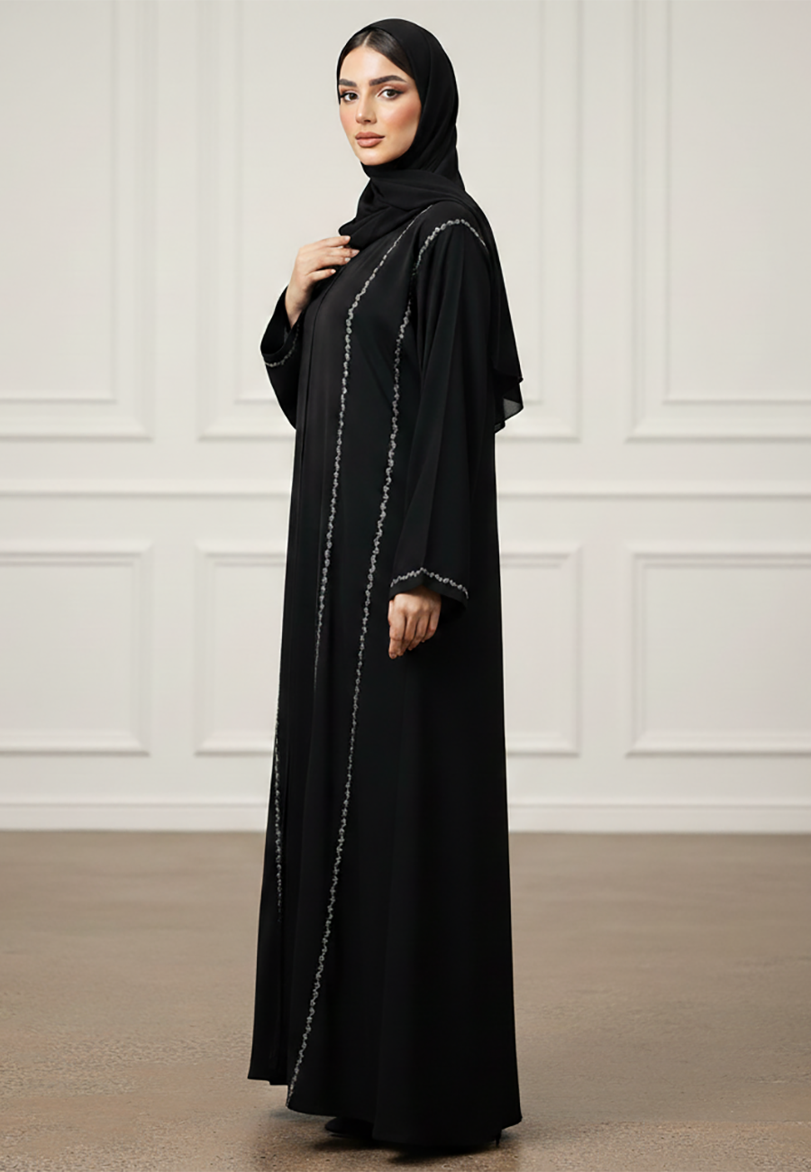 Layla-Minimalist-Bead-Trim-Abaya-|-Premium-Nida-Fabric-861