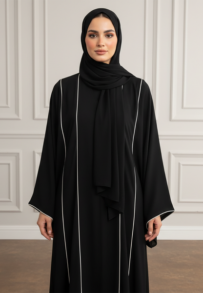Yara-Linear-Contrast-Abaya|Premium-Nida-Fabric-862