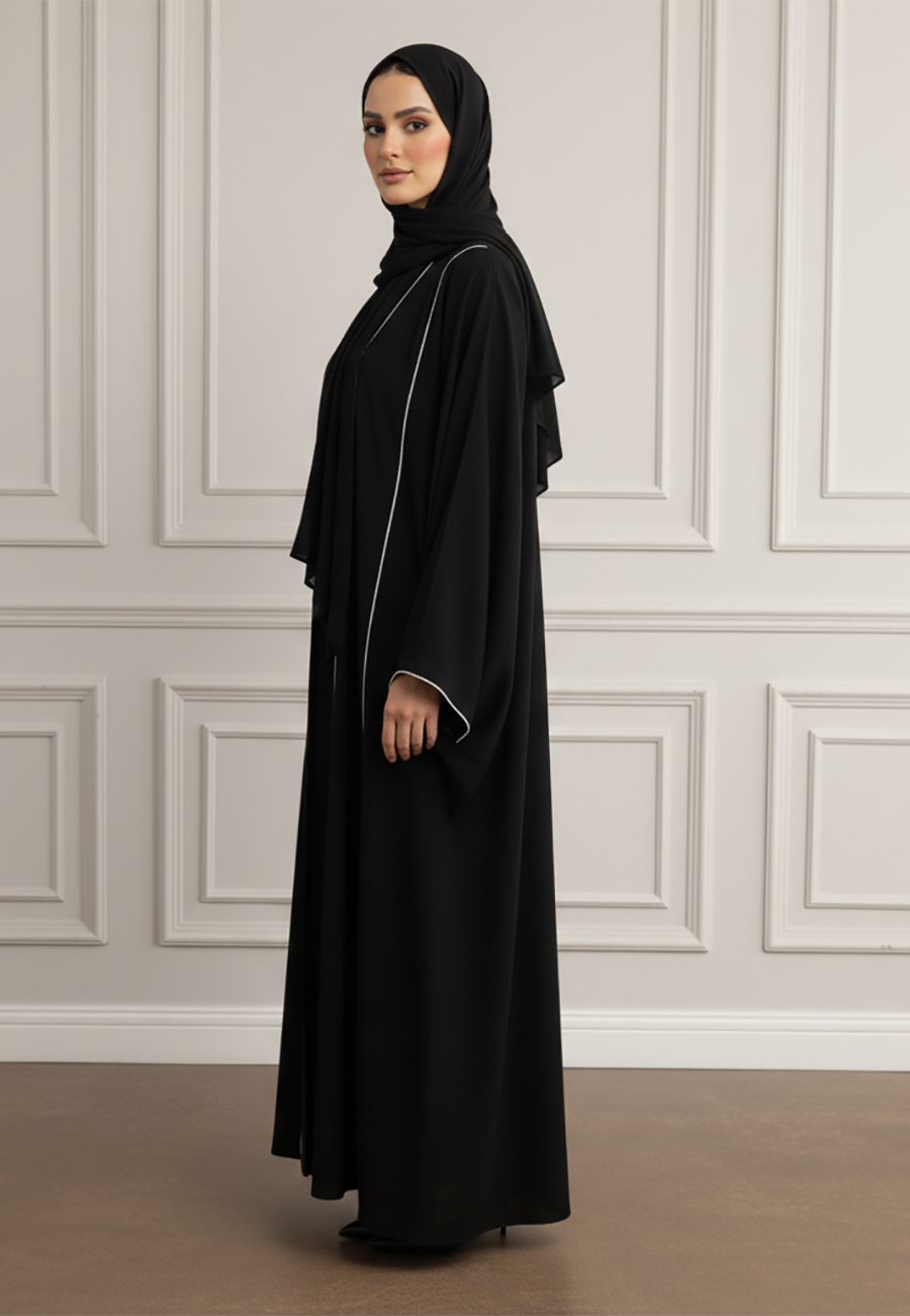 Yara-Linear-Contrast-Abaya|Premium-Nida-Fabric-862