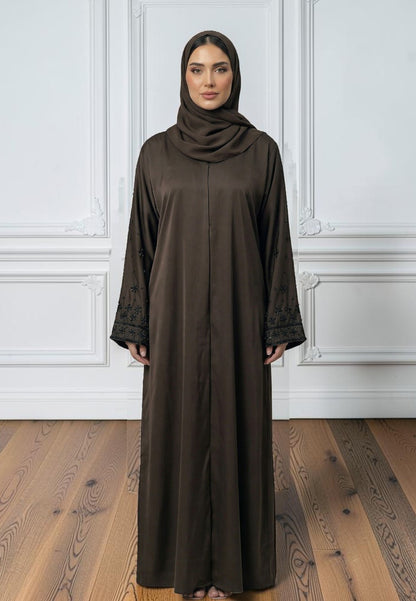The-Serene-Espresso-Hand-Embellished-Abaya-|-Nida-Fabric-868