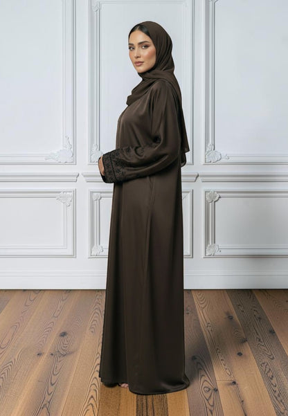 The-Serene-Espresso-Hand-Embellished-Abaya-|-Nida-Fabric-868