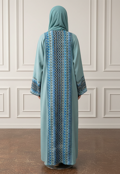 The-Azure-Chevron-Open-Abaya-Set-|-Linan-Fabric-879