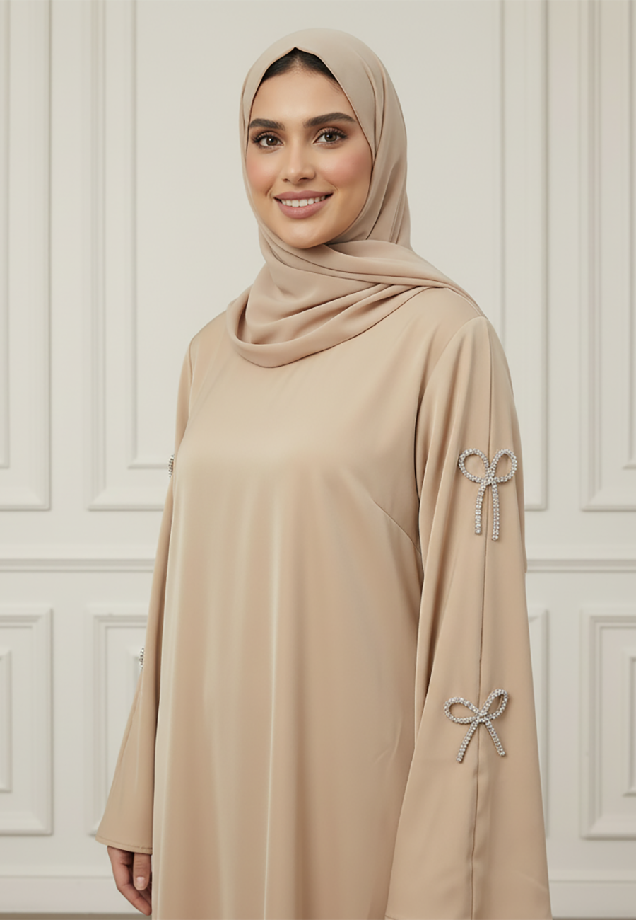 Elegant-Bow-Embellished-Minimalist-Abaya-886