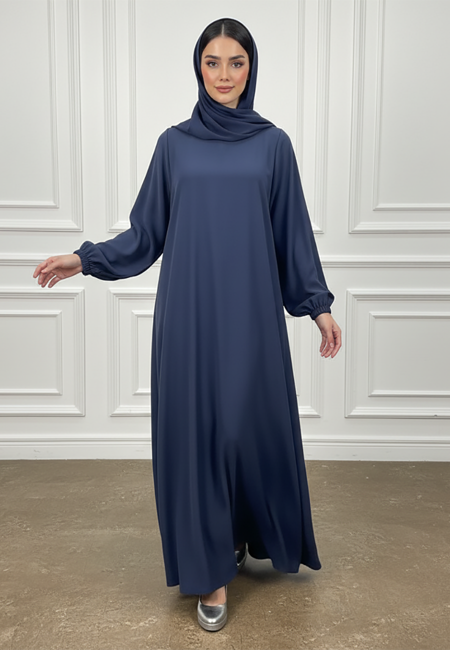 Minimalist-Cuffed-Sleeve-Flowing-Abaya-891