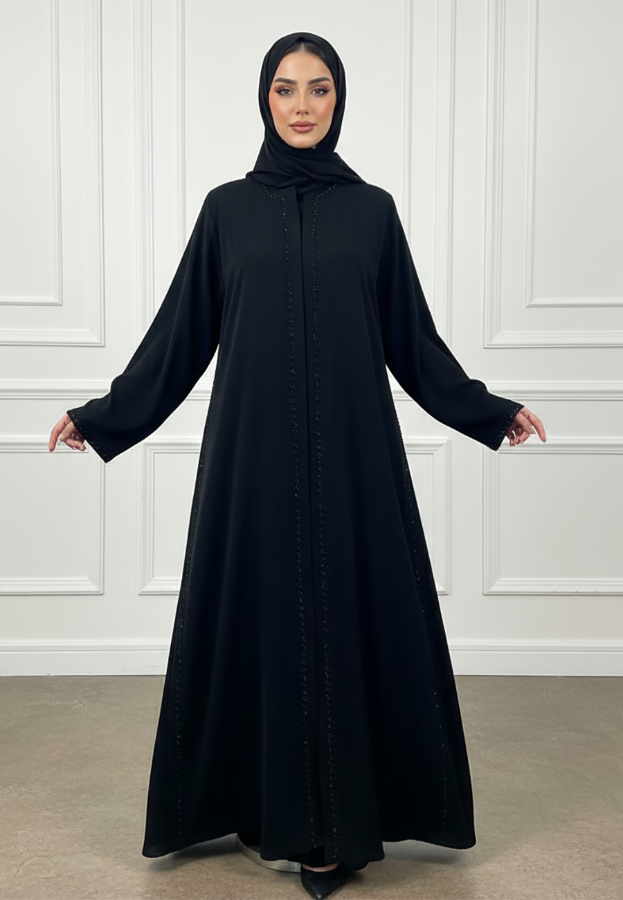 Elegant-Black-Beaded-Abaya-898